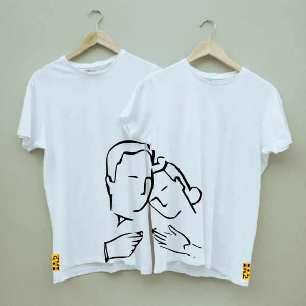 Cute "Cozy Couple" Printed Round Neck T shirt