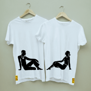 Couple's Printed Combo Round Neck White T shirt