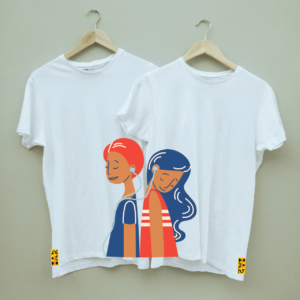 Cool Couple's Printed Round Neck White Combo T shirt