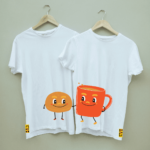 Couple's "Chai-Maska" Printed Combo Round Neck White T shirt