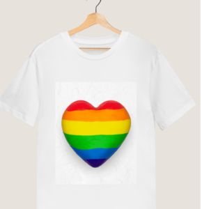 LGBTQ T shirt with "Heart" printed .