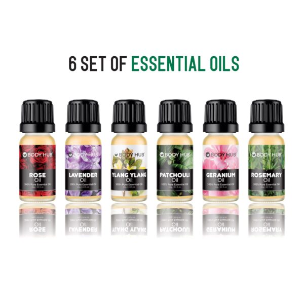 Bodyhub - Set of Essential Oils - Rose, Lavender, Ylang Ylang, Patchouli, Geranium, Rosemary