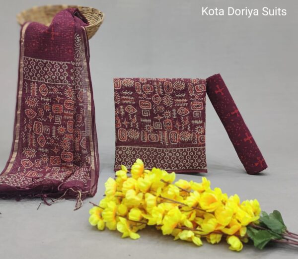 Traditional hand block Kota doriya suit