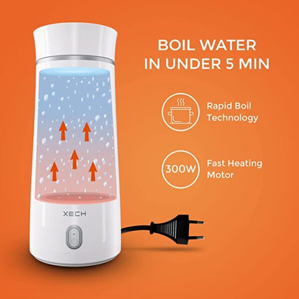 XECH Electric Portable Water Bottle for Boiling Water Tea Coffee Hot Water (Hydroboil, 350ml)