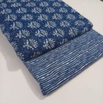 Unstitched blue Cotton Clothing Material