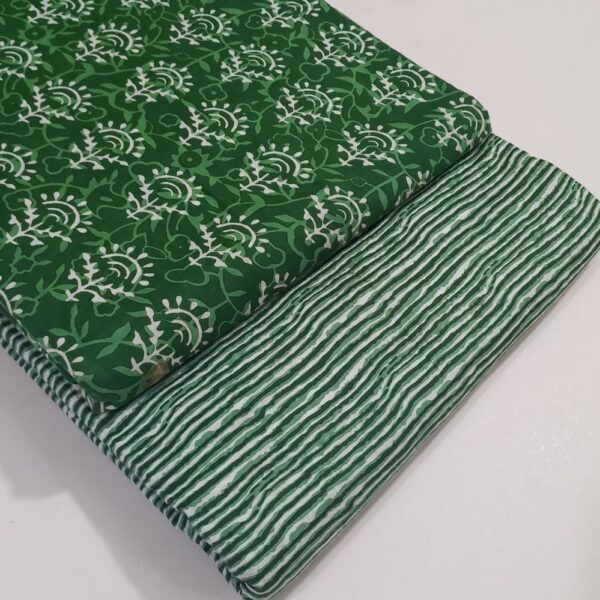 Green printed cotton clothing piece