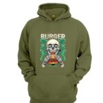 Skeleton eating burger hoodie