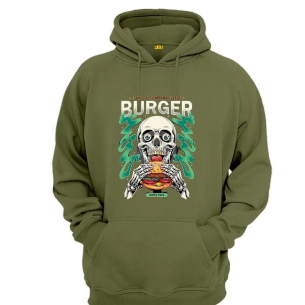 Skeleton eating burger hoodie