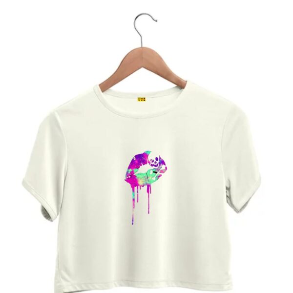 Multicolour lips crop top