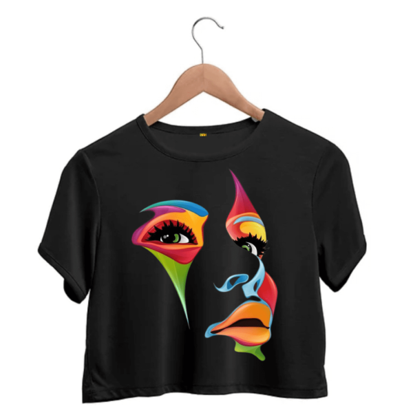 printed face crop top