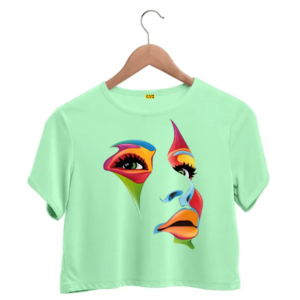 multicolored face printed crop top