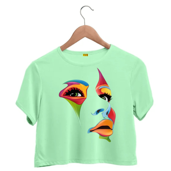 multicolored face printed crop top