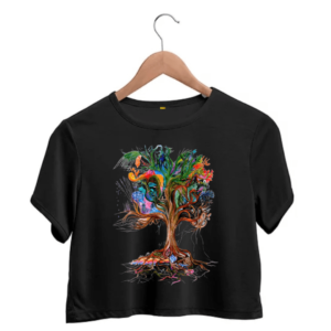 colourful tree crop top