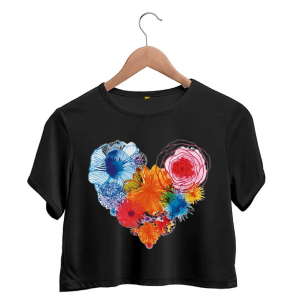 colourful heart printed crop top