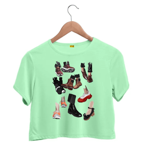 multiple shoes printed crop top