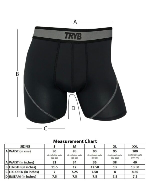 TRYB Mens Sport Performance Stretch Quick Dry Moisture Wicking Compression Athletic Two Tone Active Boxer H Trunk (Pack of 2)