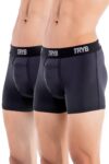 TRYB Mens Sport Performance Stretch Quick Dry Moisture Wicking Athletic Active Square Cut Compression Boxer Trunk (Pack of 2)