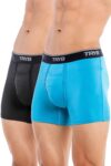 TRYB Mens Sport Performance Stretch Underwear Quick Dry Moisture Wicking Athletic Active Kooltex Square Cut Boxer Trunk - Pack of 2