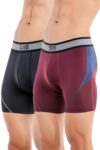 TRYB Mens Sport Performance Stretch Quick Dry Moisture Wicking Compression Athletic Two Tone Active Boxer H Trunk (Pack of 2)