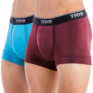 TRYB Pro Mens Sport Performance Stretch Underwear Quick Dry Moisture Wicking Athletic Active Kooltex Short Boxer Trunk - Pack of 2