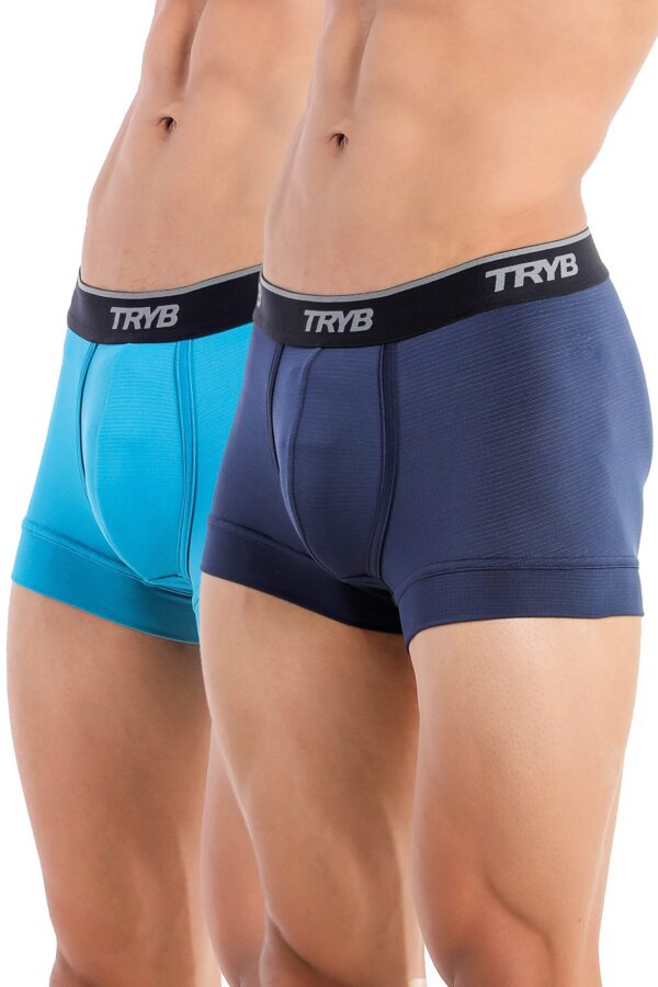 TRYB Pro Mens Sport Performance Stretch Underwear Quick Dry Moisture Wicking Athletic Active Kooltex Short Boxer Trunk - Pack of 2