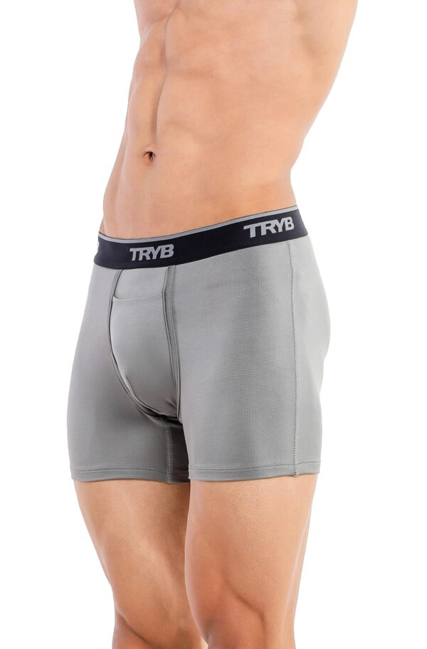 TRYB Mens Sport Performance Stretch Underwear Quick Dry Moisture Wicking Athletic Active Kooltex Square Cut Boxer Trunk