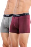 TRYB Mens Sport Performance Stretch Underwear Quick Dry Moisture Wicking Athletic Active Kooltex Square Cut Boxer Trunk - Pack of 2