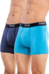 TRYB Mens Sport Performance Stretch Underwear Quick Dry Moisture Wicking Athletic Active Kooltex Square Cut Boxer Trunk - Pack of 2