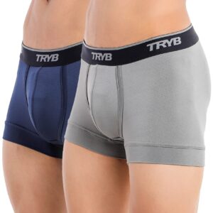 TRYB Pro Mens Sport Performance Stretch Underwear Quick Dry Moisture Wicking Athletic Active Kooltex Short Boxer Trunk - Pack of 2