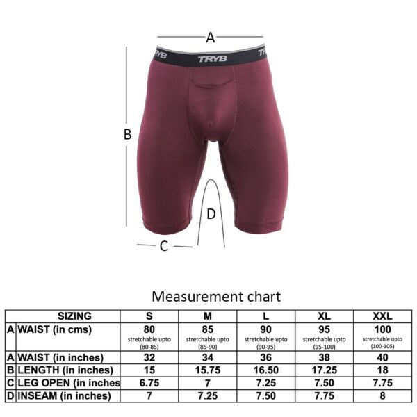 TRYB Mens Compression Shorts Long Leg Performance Underwear Spandex Running Workout Athletic Quick Dry Tights Boxer Brief Trunk