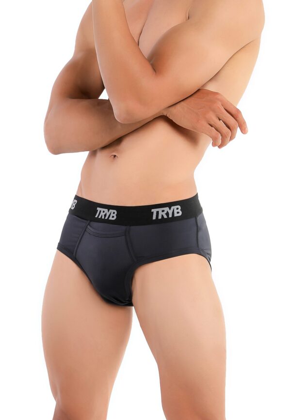 TRYB Mens Sport Performance Stretch Quick Dry Moisture Wicking Athletic Boxer Active Brief (Pack of 2