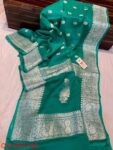 Banaras Pure Handloom Khaddi Georgette Silk With Silver Zari Weaved Saree