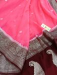 Banaras Pure Handloom Khaddi Georgette Silk With Silver Zari Weaved Saree