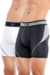 TRYB Mens Sport Performance Stretch Quick Dry Moisture Wicking Compression Athletic Two Tone Active Boxer H Trunk (Pack of 2)