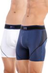 TRYB Mens Sport Performance Stretch Quick Dry Moisture Wicking Compression Athletic Two Tone Active Boxer H Trunk (Pack of 2)