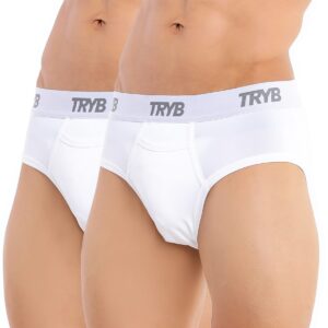 TRYB Mens Sport Performance Stretch Quick Dry Moisture Wicking Athletic Boxer Active Brief (Pack of 2]