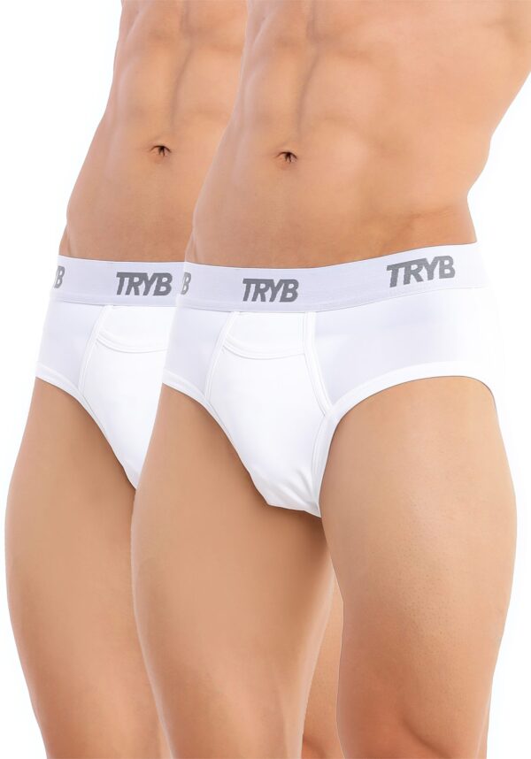 TRYB Mens Sport Performance Stretch Quick Dry Moisture Wicking Athletic Boxer Active Brief (Pack of 2]