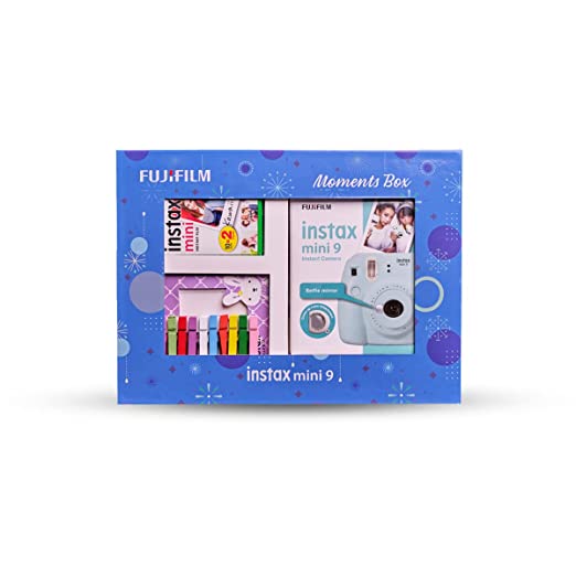 Fujifilm Instax Mini 9 Instant Camera (Cobalt Blue) Moments Box with 20 Shots