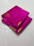 Pure Handloom Chanderi Pattu Katan Silk with tilfi meena weaved leaf weaved Saree.