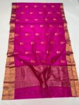 Pure Handloom Chanderi Pattu Katan Silk with tilfi meena weaved leaf weaved Saree.