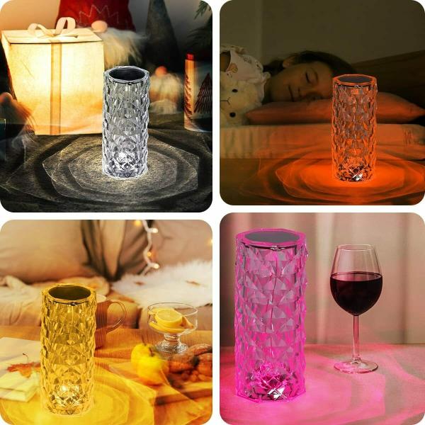 Rose Diamond Table USB Charging LED Touch Lamp- RGB Lighting