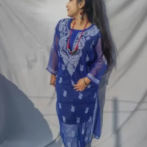 Blue Georgette Chikankari Kurta