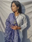 Royal Blue And White Chikankari Tapchi Duppata