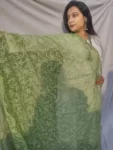 Green and White Georgette Chikankari Dupatta