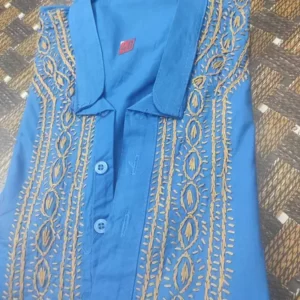 Blue Chikan Gents soft cotton Kurta