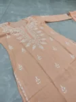 Peach Modal Chikankari Long Kurta