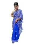 Royal Blue Half Jaal Chikan Saree