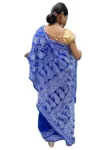 Royal Blue Half Jaal Chikan Saree