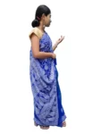 Royal Blue Half Jaal Chikan Saree