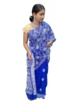 Royal Blue Half Jaal Chikan Saree